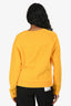 MSGM Yellow Cotton Crewneck Logo Sweatshirt Size S