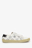 Saint Laurent White/Silver Leather Star Low Top Sneakers Size 37