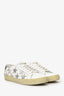 Saint Laurent White/Silver Leather Star Low Top Sneakers Size 37
