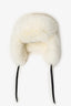 Yves Salomon White Fox Fur Hat