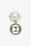 Christian Dior Silver Toned Faux Pearl Tribale Crystal Drop Earrings