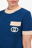 Gucci Blue/Cream GG Logo Short Sleeve Dress Size XS
