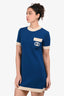 Gucci Blue/Cream GG Logo Short Sleeve Dress Size XS