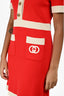 Gucci Red/Cream GG Logo Short Sleeve V Neck Dress Size XS