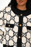 Gucci 2019 White/Black GG Supreme Oversize Tweed Jacket Size 36