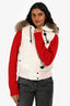 Moncler White Tarn Gilet Fur Hooded Down Vest Size 0