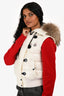 Moncler White Tarn Gilet Fur Hooded Down Vest Size 0