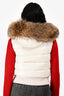 Moncler White Tarn Gilet Fur Hooded Down Vest Size 0