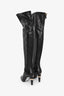 Pre-Loved Chanel™ Black Lambskin Leather Mary Jane Thigh High Heeled Boots with Pearl Size 35