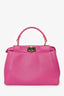 Fendi Fuchsia Leather Mini Peekaboo Top Handle Bag with Strap