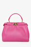 Fendi Fuchsia Leather Mini Peekaboo Top Handle Bag with Strap