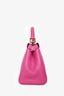 Fendi Fuchsia Leather Mini Peekaboo Top Handle Bag with Strap