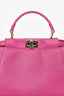 Fendi Fuchsia Leather Mini Peekaboo Top Handle Bag with Strap