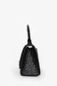 Balenciaga Black Croc Embossed XS Hourglass Top Handle Bag with Strap