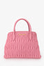 Miu Miu Pink Matelasse Leather Small Tote Bag with Strap