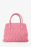 Miu Miu Pink Matelasse Leather Small Tote Bag with Strap