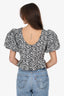 Sister Jane Black/White Floral Print Puff Sleeve Top Size M