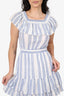 Love Shack Fancy White/Blue Striped Ruffle Mini Dress Size S