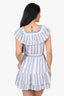 Love Shack Fancy White/Blue Striped Ruffle Mini Dress Size S