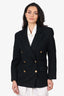 Raffella Vintage Navy Blue Wool Gold Button Double Breasted Blazer Size 10