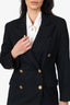 Raffella Vintage Navy Blue Wool Gold Button Double Breasted Blazer Size 10