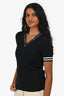 Pre-Loved Chanel Black/White Knit Logo V-Neck Top Size 36