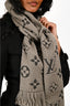 Louis Vuitton Taupe Monogram Wool/Silk Fringe Narrow Scarf