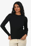 Celine Black Knit Ribbed Logo Mock Neck Top Size M