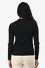 Celine Black Knit Ribbed Logo Mock Neck Top Size M