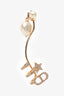Christian Dior Gold Toned Pearl Crystal Star Left Earring Climber