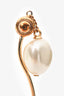 Christian Dior Gold Toned Pearl Crystal Star Left Earring Climber