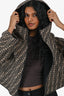 Fendi 2025 Brown Zucca/Black Wool Reversible Hooded Jacket with Leather Pockets Size 44 IT