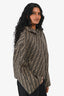 Fendi 2025 Brown Zucca/Black Wool Reversible Hooded Jacket with Leather Pockets Size 44 IT