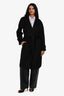 Max Mara Black Camel Hair Long Coat with Belt Size 12 US