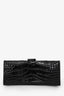 Balenciaga Black Croc Embossed Small Hourglass Top Handle Bag with Strap
