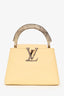 Louis Vuitton Pale Yellow Grained Leather Python Trim Mini Capucines Top Handle with Strap
