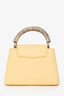 Louis Vuitton Pale Yellow Grained Leather Python Trim Mini Capucines Top Handle with Strap