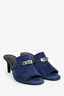 Hermès Blue Suede Kelly Lock Mules Size 38
