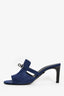 Hermès Blue Suede Kelly Lock Mules Size 38