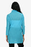 Pleats Please Issey Miyake Blue Pleated Turtle Neck Long Sleeve Top Size 5