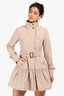 Burberry Blue Label Detailed Hem Zip Up Trench Coat With Belt Size 38