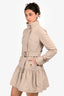 Burberry Blue Label Detailed Hem Zip Up Trench Coat With Belt Size 38
