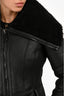 Burberry London Black Lambskin Leather Collar Detailed Jacket Size 6 US