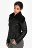 Burberry London Black Lambskin Leather Collar Detailed Jacket Size 6 US