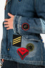 Mr & Mrs Italy Blue Denim Patch Embellished Fur Hooded Padded Jacket Size XXS