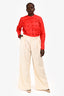 Wardrobe NYC White Wool Wide Leg Trousers Size L