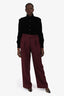 The Row Burgundy Wool Straight Leg Trousers Size 8