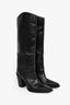 Jimmy Choo Black Leather Block Heel Tall Boots Size 39