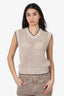 Brunello Cucinelli Beige Openwork Rib Sweater Vest Size M