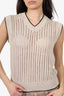 Brunello Cucinelli Beige Openwork Rib Sweater Vest Size M